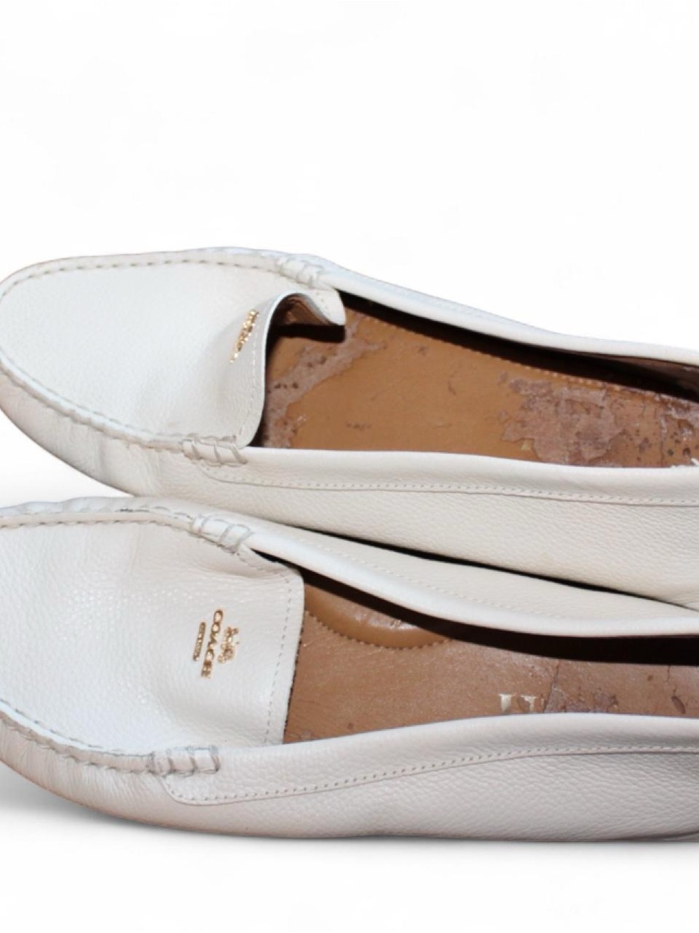 Coach White Pebbled Leather Driving Loafers - Picture 8 of 8